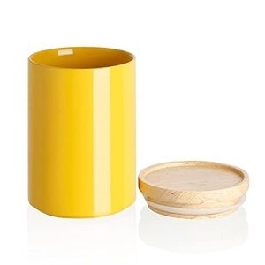 💛 SWEEJAR Kitchen Canister Food Storage Yellow Ceramic Jar with Wooden Lid